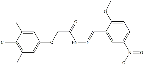 2-(4-chloro-3,5-dimethylphenoxy)-N'-{5-nitro-2-methoxybenzylidene}acetohydrazide Structure