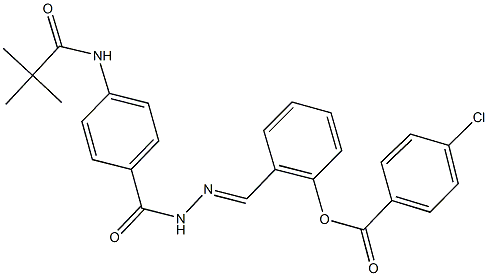 2-(2-{4-[(2,2-dimethylpropanoyl)amino]benzoyl}carbohydrazonoyl)phenyl 4-chlorobenzoate 구조식 이미지