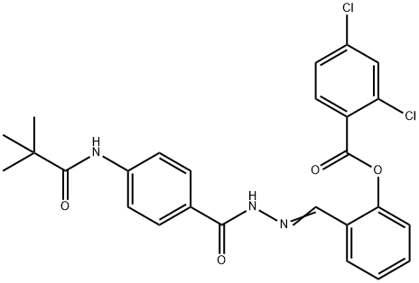 2-(2-{4-[(2,2-dimethylpropanoyl)amino]benzoyl}carbohydrazonoyl)phenyl 2,4-dichlorobenzoate Structure