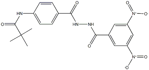 N-{4-[(2-{3,5-bisnitrobenzoyl}hydrazino)carbonyl]phenyl}-2,2-dimethylpropanamide 구조식 이미지