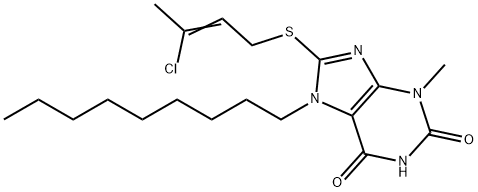 8-[(3-chloro-2-butenyl)sulfanyl]-3-methyl-7-nonyl-3,7-dihydro-1H-purine-2,6-dione Structure