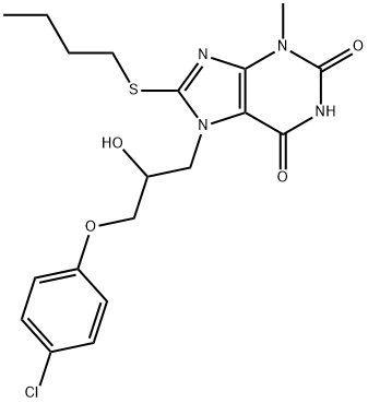 8-(butylsulfanyl)-7-[3-(4-chlorophenoxy)-2-hydroxypropyl]-3-methyl-3,7-dihydro-1H-purine-2,6-dione 구조식 이미지