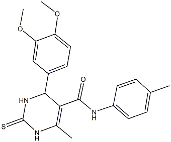 4-[3,4-bis(methyloxy)phenyl]-6-methyl-N-(4-methylphenyl)-2-thioxo-1,2,3,4-tetrahydropyrimidine-5-carboxamide Structure