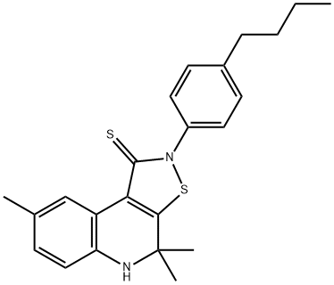 2-(4-butylphenyl)-4,4,8-trimethyl-4,5-dihydroisothiazolo[5,4-c]quinoline-1(2H)-thione Structure