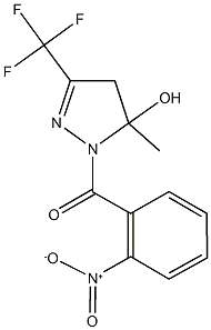 1-{2-nitrobenzoyl}-5-methyl-3-(trifluoromethyl)-4,5-dihydro-1H-pyrazol-5-ol 구조식 이미지
