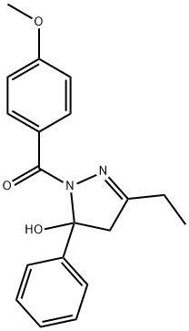 3-ethyl-1-(4-methoxybenzoyl)-5-phenyl-4,5-dihydro-1H-pyrazol-5-ol 구조식 이미지