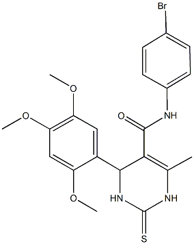 N-(4-bromophenyl)-6-methyl-2-thioxo-4-(2,4,5-trimethoxyphenyl)-1,2,3,4-tetrahydropyrimidine-5-carboxamide 구조식 이미지