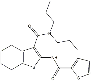 N,N-dipropyl-2-[(2-thienylcarbonyl)amino]-4,5,6,7-tetrahydro-1-benzothiophene-3-carboxamide 구조식 이미지