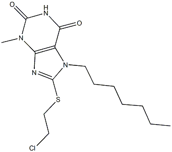 8-[(2-chloroethyl)sulfanyl]-7-heptyl-3-methyl-3,7-dihydro-1H-purine-2,6-dione Structure