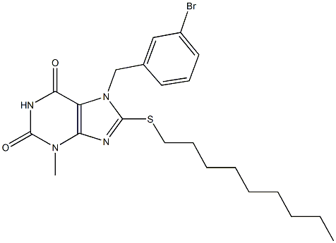 7-(3-bromobenzyl)-3-methyl-8-(nonylsulfanyl)-3,7-dihydro-1H-purine-2,6-dione Structure