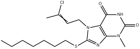 7-(3-chloro-2-butenyl)-8-(heptylsulfanyl)-3-methyl-3,7-dihydro-1H-purine-2,6-dione 구조식 이미지