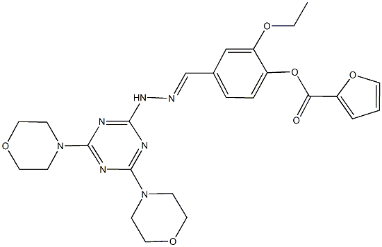 4-{2-[4,6-di(4-morpholinyl)-1,3,5-triazin-2-yl]carbohydrazonoyl}-2-ethoxyphenyl 2-furoate 구조식 이미지