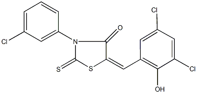 3-(3-chlorophenyl)-5-(3,5-dichloro-2-hydroxybenzylidene)-2-thioxo-1,3-thiazolidin-4-one Structure