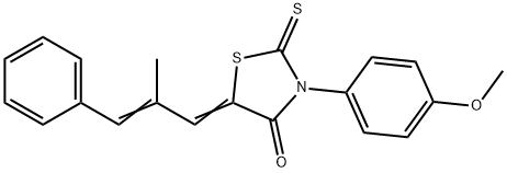 3-(4-methoxyphenyl)-5-(2-methyl-3-phenyl-2-propenylidene)-2-thioxo-1,3-thiazolidin-4-one 구조식 이미지