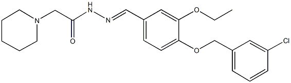 N'-{4-[(3-chlorobenzyl)oxy]-3-ethoxybenzylidene}-2-(1-piperidinyl)acetohydrazide 구조식 이미지