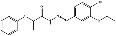 N'-(3-ethoxy-4-hydroxybenzylidene)-2-(phenylsulfanyl)propanohydrazide Structure