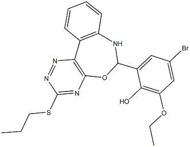 4-bromo-2-ethoxy-6-[3-(propylsulfanyl)-6,7-dihydro[1,2,4]triazino[5,6-d][3,1]benzoxazepin-6-yl]phenol Structure