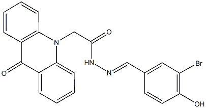 N'-(3-bromo-4-hydroxybenzylidene)-2-(9-oxo-10(9H)-acridinyl)acetohydrazide Structure