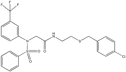 N-{2-[(4-chlorobenzyl)sulfanyl]ethyl}-2-[(phenylsulfonyl)-3-(trifluoromethyl)anilino]acetamide 구조식 이미지