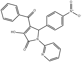 4-benzoyl-3-hydroxy-5-{4-nitrophenyl}-1-(2-pyridinyl)-1,5-dihydro-2H-pyrrol-2-one 구조식 이미지