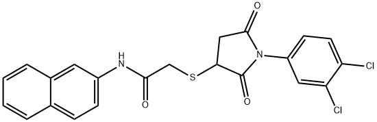 2-{[1-(3,4-dichlorophenyl)-2,5-dioxopyrrolidin-3-yl]sulfanyl}-N-naphthalen-2-ylacetamide Structure