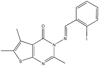 3-[(2-iodobenzylidene)amino]-2,5,6-trimethylthieno[2,3-d]pyrimidin-4(3H)-one 구조식 이미지