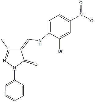 4-({2-bromo-4-nitroanilino}methylene)-5-methyl-2-phenyl-2,4-dihydro-3H-pyrazol-3-one Structure
