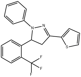 1-phenyl-3-(2-thienyl)-5-[2-(trifluoromethyl)phenyl]-4,5-dihydro-1H-pyrazole Structure
