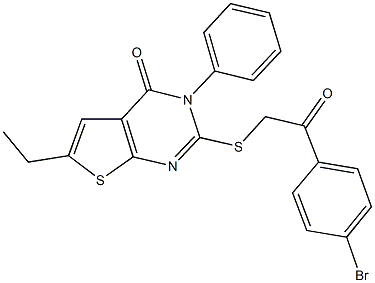 2-{[2-(4-bromophenyl)-2-oxoethyl]sulfanyl}-6-ethyl-3-phenylthieno[2,3-d]pyrimidin-4(3H)-one Structure