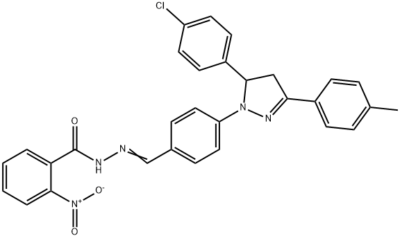 N'-{4-[5-(4-chlorophenyl)-3-(4-methylphenyl)-4,5-dihydro-1H-pyrazol-1-yl]benzylidene}-2-nitrobenzohydrazide 구조식 이미지