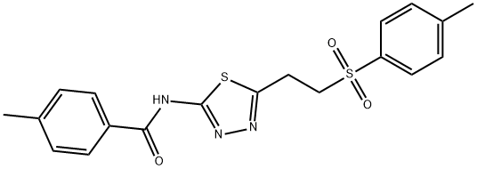 4-methyl-N-(5-{2-[(4-methylphenyl)sulfonyl]ethyl}-1,3,4-thiadiazol-2-yl)benzamide Structure