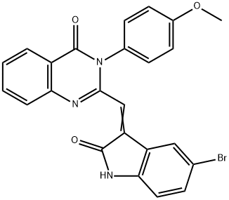 2-[(5-bromo-2-oxo-1,2-dihydro-3H-indol-3-ylidene)methyl]-3-(4-methoxyphenyl)-4(3H)-quinazolinone 구조식 이미지