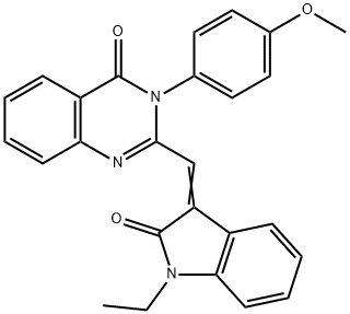 2-[(1-ethyl-2-oxo-1,2-dihydro-3H-indol-3-ylidene)methyl]-3-(4-methoxyphenyl)-4(3H)-quinazolinone 구조식 이미지