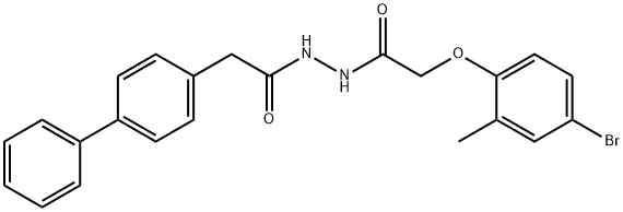 2-[1,1'-biphenyl]-4-yl-N'-[(4-bromo-2-methylphenoxy)acetyl]acetohydrazide 구조식 이미지