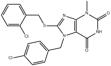 7-(4-chlorobenzyl)-8-[(2-chlorobenzyl)sulfanyl]-3-methyl-3,7-dihydro-1H-purine-2,6-dione Structure