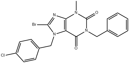 1-benzyl-8-bromo-7-(4-chlorobenzyl)-3-methyl-3,7-dihydro-1H-purine-2,6-dione 구조식 이미지