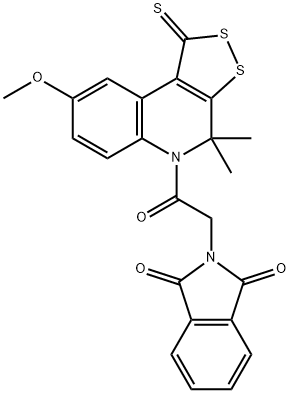 2-[2-(8-methoxy-4,4-dimethyl-1-thioxo-1,4-dihydro-5H-[1,2]dithiolo[3,4-c]quinolin-5-yl)-2-oxoethyl]-1H-isoindole-1,3(2H)-dione Structure