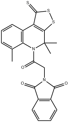 2-[2-oxo-2-(4,4,6-trimethyl-1-thioxo-1,4-dihydro-5H-[1,2]dithiolo[3,4-c]quinolin-5-yl)ethyl]-1H-isoindole-1,3(2H)-dione 구조식 이미지