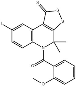 8-iodo-5-(2-methoxybenzoyl)-4,4-dimethyl-4,5-dihydro-1H-[1,2]dithiolo[3,4-c]quinoline-1-thione Structure