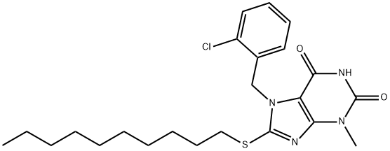 7-(2-chlorobenzyl)-8-(decylsulfanyl)-3-methyl-3,7-dihydro-1H-purine-2,6-dione 구조식 이미지