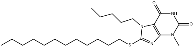 8-(dodecylsulfanyl)-3-methyl-7-pentyl-3,7-dihydro-1H-purine-2,6-dione Structure