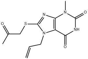 7-allyl-3-methyl-8-[(2-oxopropyl)sulfanyl]-3,7-dihydro-1H-purine-2,6-dione Structure