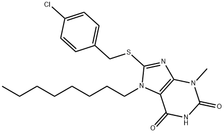 8-[(4-chlorobenzyl)sulfanyl]-3-methyl-7-octyl-3,7-dihydro-1H-purine-2,6-dione Structure