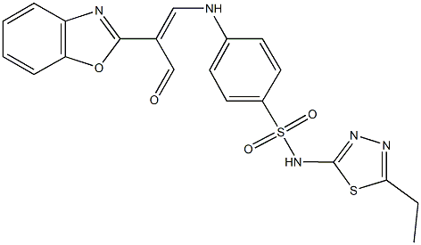 4-{[2-(1,3-benzoxazol-2-yl)-3-oxo-1-propenyl]amino}-N-(5-ethyl-1,3,4-thiadiazol-2-yl)benzenesulfonamide 구조식 이미지