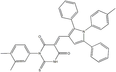 1-(3,4-dimethylphenyl)-5-{[1-(4-methylphenyl)-2,5-diphenyl-1H-pyrrol-3-yl]methylene}-2-thioxodihydro-4,6(1H,5H)-pyrimidinedione Structure