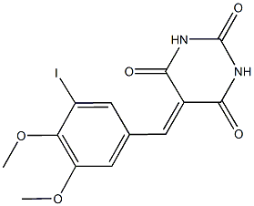 5-(3-iodo-4,5-dimethoxybenzylidene)-2,4,6(1H,3H,5H)-pyrimidinetrione 구조식 이미지