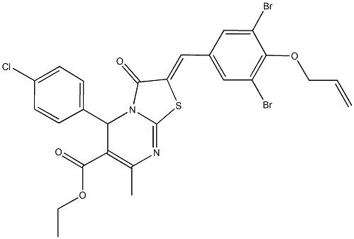 ethyl 2-[4-(allyloxy)-3,5-dibromobenzylidene]-5-(4-chlorophenyl)-7-methyl-3-oxo-2,3-dihydro-5H-[1,3]thiazolo[3,2-a]pyrimidine-6-carboxylate Structure