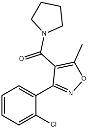 3-(2-chlorophenyl)-5-methyl-4-(1-pyrrolidinylcarbonyl)isoxazole 구조식 이미지