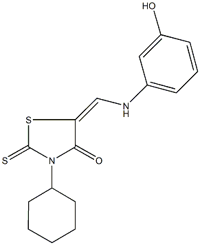 3-cyclohexyl-5-[(3-hydroxyanilino)methylene]-2-thioxo-1,3-thiazolidin-4-one 구조식 이미지