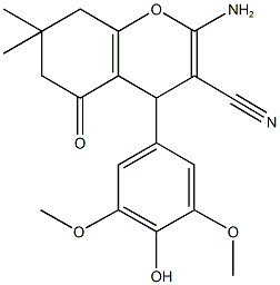 2-amino-4-(4-hydroxy-3,5-dimethoxyphenyl)-7,7-dimethyl-5-oxo-5,6,7,8-tetrahydro-4H-chromene-3-carbonitrile 구조식 이미지